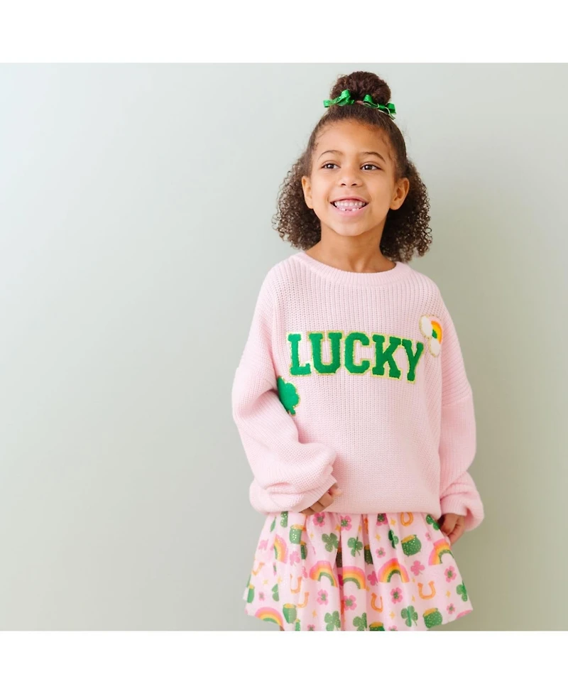 Sweet Wink Big Girls Lucky Patch St. Patrick's Day Knit Sweater