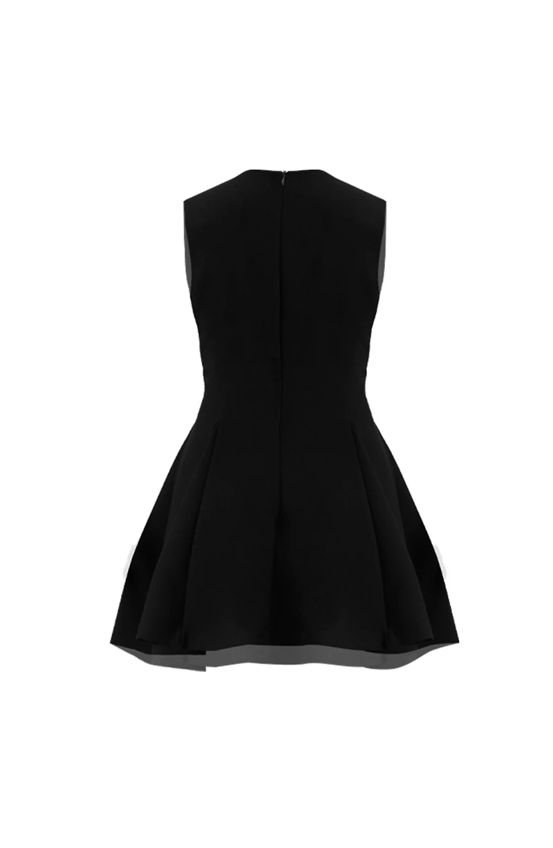 Draft - Ivonne Women's Sleeveless Black Six Button Mini Dress