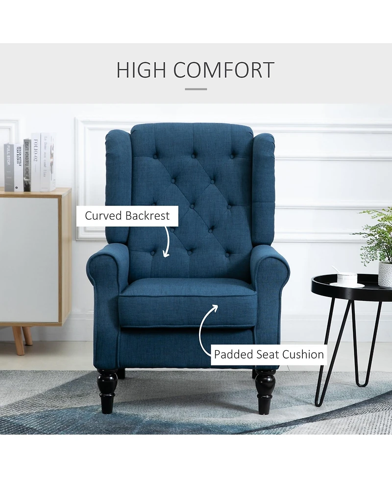 Boyel Living Button-Tufted Accent Chair with High Wingback Rounded Cushioned Armrests
