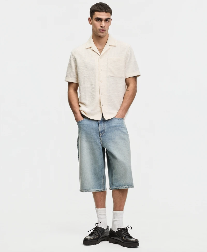 Mode of One Men's Relaxed-Fit Boucle Short-Sleeve Camp Shirt, Macy's Exclusive