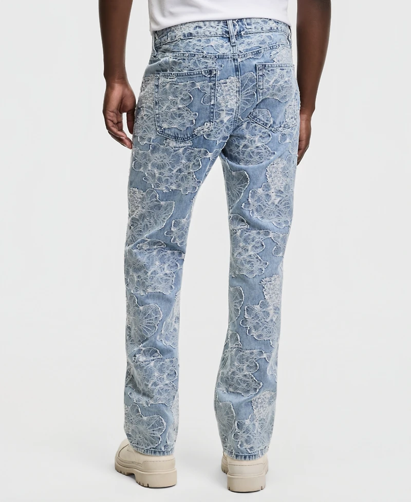 Mode of One Men's Meadow Straight-Fit Floral Jacquard Jeans, Macy's Exclusive
