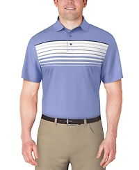 Pga Tour Men's Chest Stripe Print Golf Polo Shirt