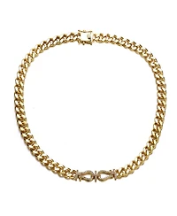 Rachel Glauber 14k Yellow Gold Plated with Cubic Zirconia Miami Cuban Chain Door Knocker Necklace