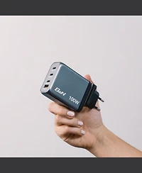 Verbatim 32202 100 Watts 4-Port GaN Wall Charger - Black/Gray