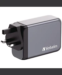 Verbatim 32205 240 Watts 4-Port GaN Wall Charger - Black/Gray