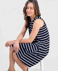 Style & Co Petite Striped Knit Sleeveless Lace-Up Dress, Macy's Exclusive