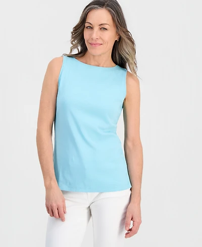 Style & Co Petite Sleeveless Boat-Neck Tank Top, Created for Macy's