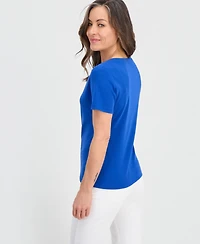Style & Co Petite Cotton Henley Short-Sleeve T-Shirt, Exclusively at Macy's