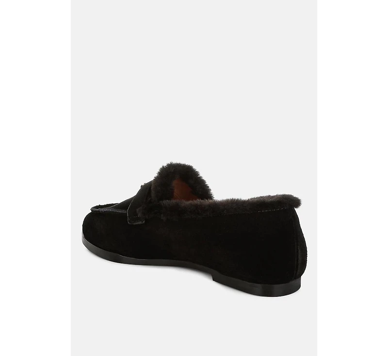 Ohrid Suede & Faux Fur Flat Loafers