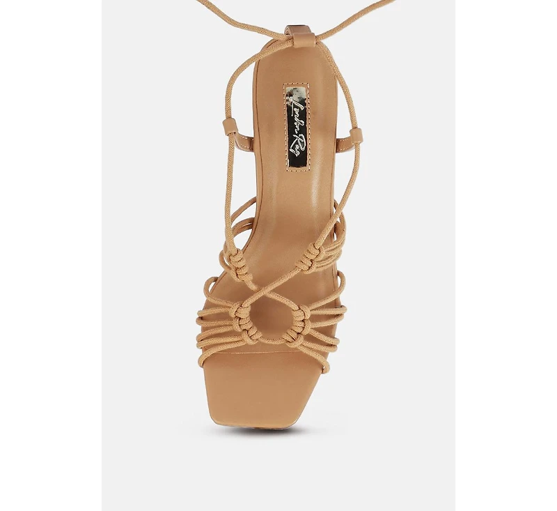 strings attach lace up italian block heel sandals