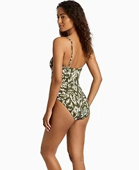 Lauren Ralph Women's V-Wire Over-The-Shoulder One-Piece Swimsuit