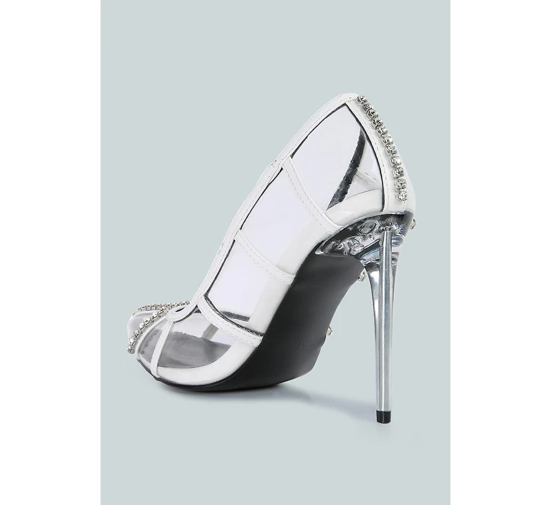 Diamante Clear Stiletto Heel Pumps
