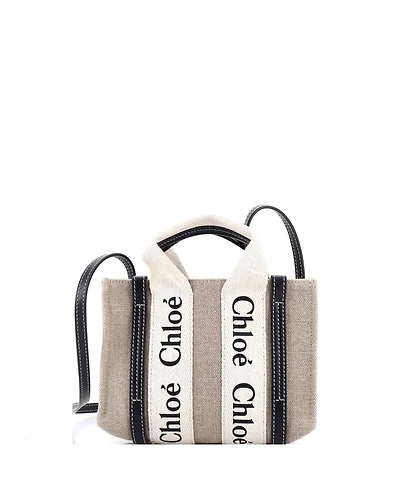 Pre-Owned Chloe Mini Woody Convertible Tote Canvas with Leather