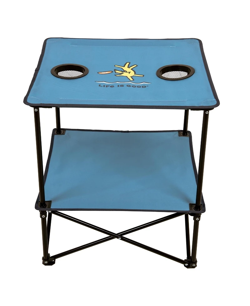 Life Is Good Blue 22" Square Compact Folding Beach Table