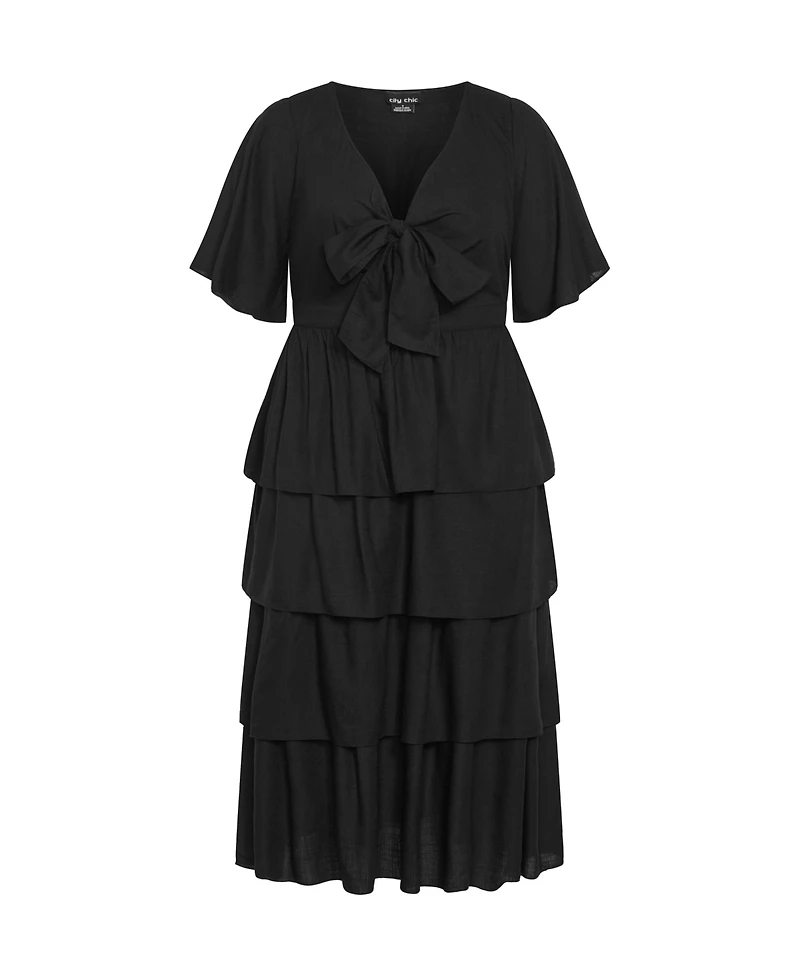 City Chic Women's Ana Tie Maxi Tiered Dress