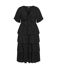 City Chic Women's Ana Tie Maxi Tiered Dress