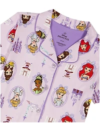 Disney Girls' Toddler 2T-4T Princess Time Printed Top and Shorts, 2-Piece Pajama Set