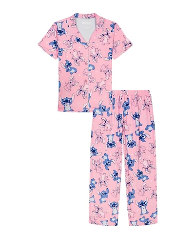 Lilo Stitch Girls' 4-10 Graphic Print Top and Pants, 2-Piece Pajama Set