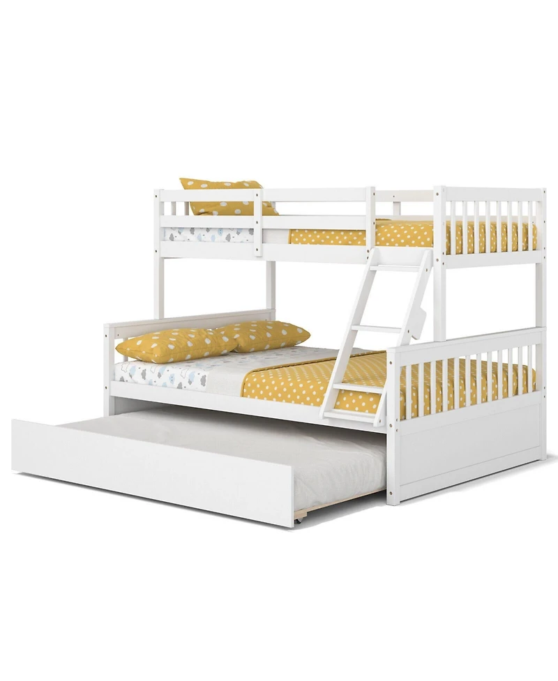 Slickblue Twin Over Full Bunk Bed with Trundle, Convertible Design - 60