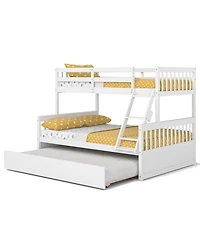 Slickblue Twin Over Full Bunk Bed with Trundle, Convertible Design - 60