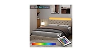 gaomon Bed Frame with Charging Station and Led Lighting