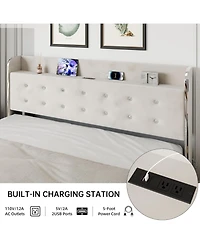 gaomon Upholstered Platform Bed Frame with Trundle