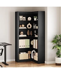 Gaomon Corner Bookshelf, 71.8 Bookcase, L-Shaped Bookshelf Farmhouse 5 Tier Display Shelf Heavy Duty Bookcases
