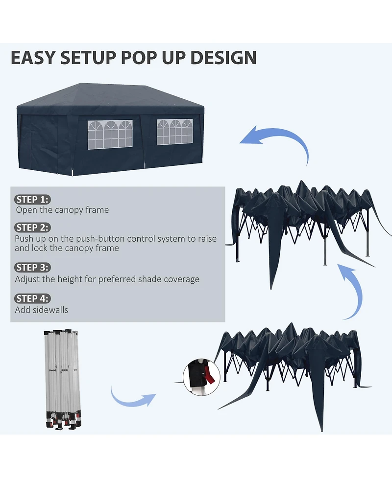 Outsunny 10' x 19.5' Large Party Tent Pop Up Canopy w/ Weight Bags,