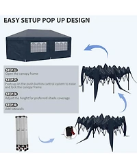 Outsunny 10' x 19.5' Large Party Tent Pop Up Canopy w/ Weight Bags,