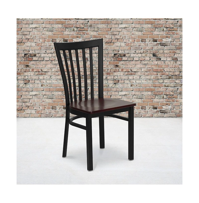 Emma+Oliver 2 Pack School House Back Metal Restaurant Chair
