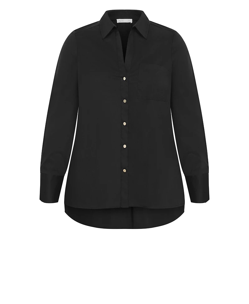 City Chic Women's Plus Elevated Long Sleeve Stretch Shirt