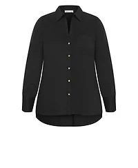 City Chic Women's Plus Elevated Long Sleeve Stretch Shirt