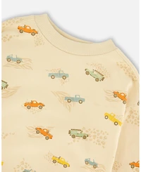Draft - Deux par Baby Boys French Terry Sweatshirt Beige Jeep Print