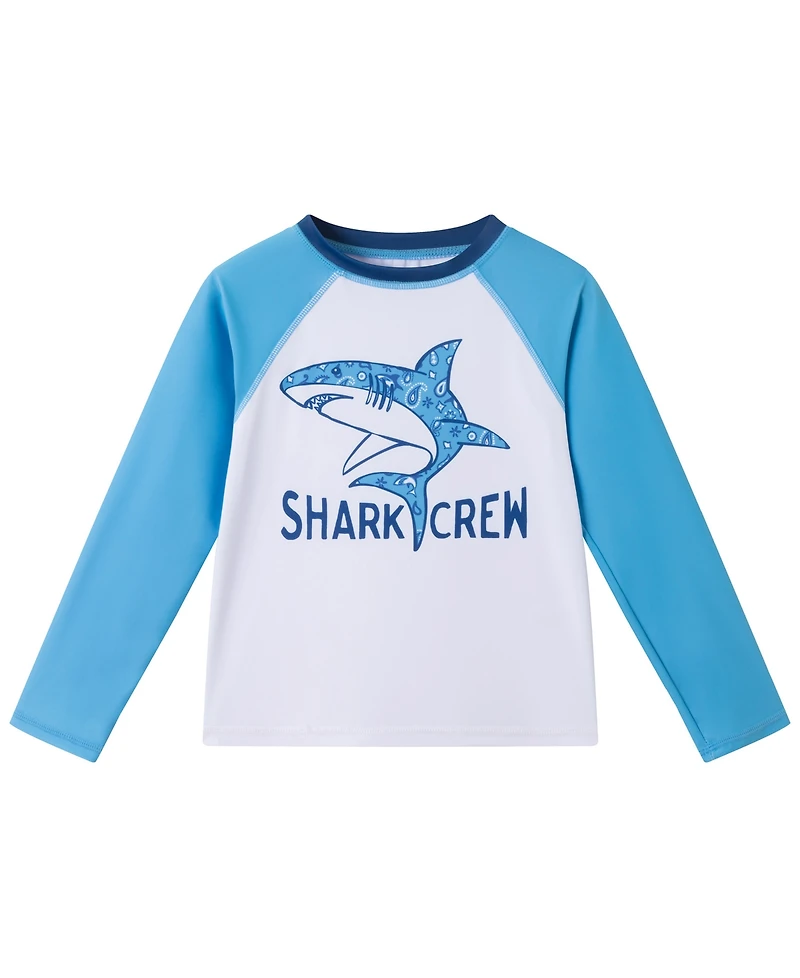 Andy & Evan Boys' 2T-5 Crewneck Rash Guard and Printed Shorts, 2-Piece Set