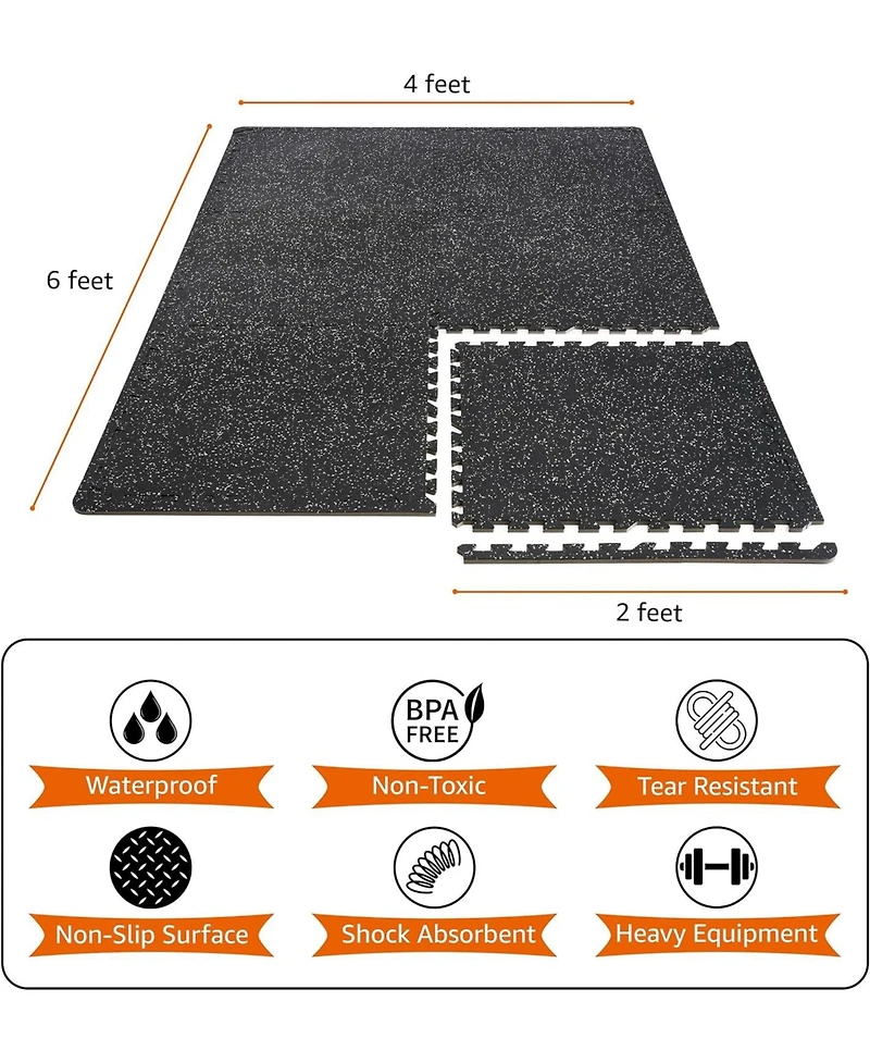 Draft - Sorbus 6 Interlocking Gym Floor Mat 1/2" Thick Rubber Top High-Density Eva Foam (24 Sq Ft) for Yoga, Heavy Exercise Equipment