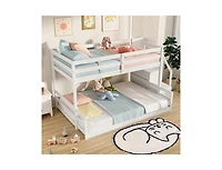 Solid Wood Twin-Over-Full Bunk Bed with Stair Storage