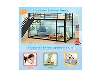 Slickblue Kids House Style Metal Low Bunk Bed, Twin Over Twin