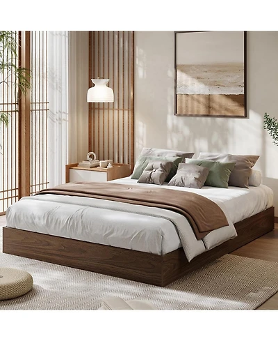 gaomon Queen Wood Platform Bed Frame, Wooden Frame Without Headboard, Slat Support, Easy Assembly, Pine