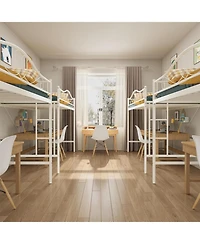 gaomon Twin Loft Bed with Adjustable Ladder & Safety Rail, Heavy-Duty Metal Frame, 400 lb Capacity, Space-Saving, Noise-Free