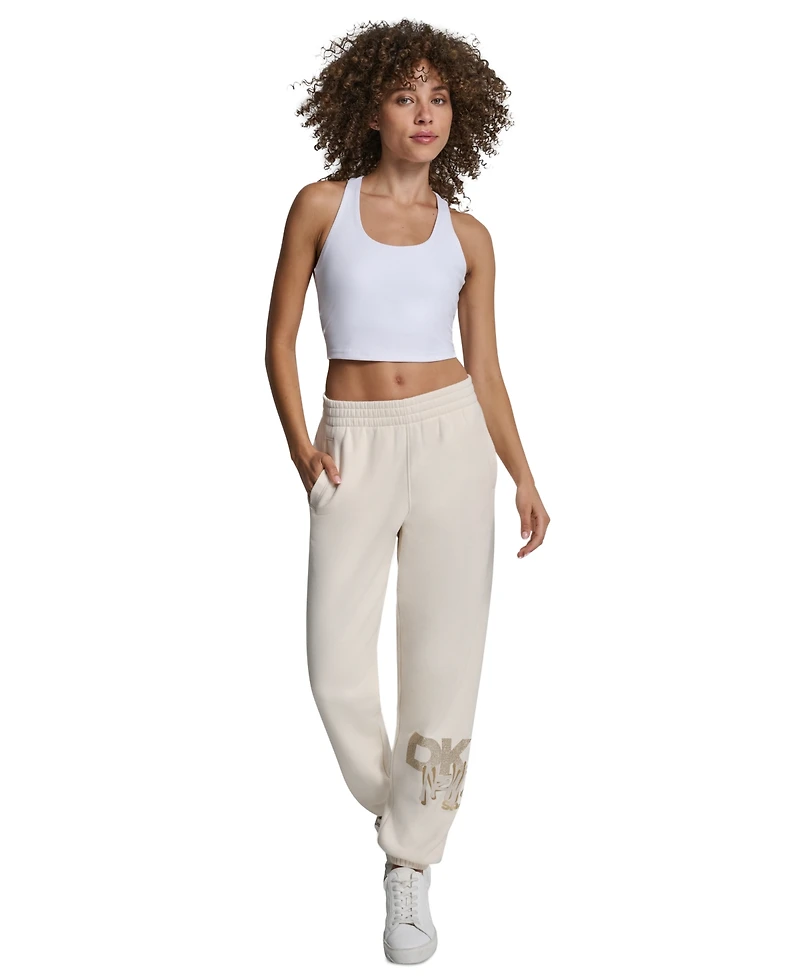 Dkny Women's Graffiti Rhinestone Logo High-Rise Relaxed-Fit Joggers