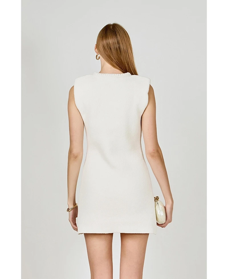 Draft - endless rose Women's Sleeveless mini knit dress with bow accents