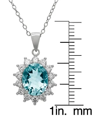 Macy's 2-Piece Lab-Grown Aquamarine (4.45 ct. t.w.) & Lab-Grown White Sapphire (0.32 ct. t.w.) Pendant Necklace and Earrings Set in Sterling Silver