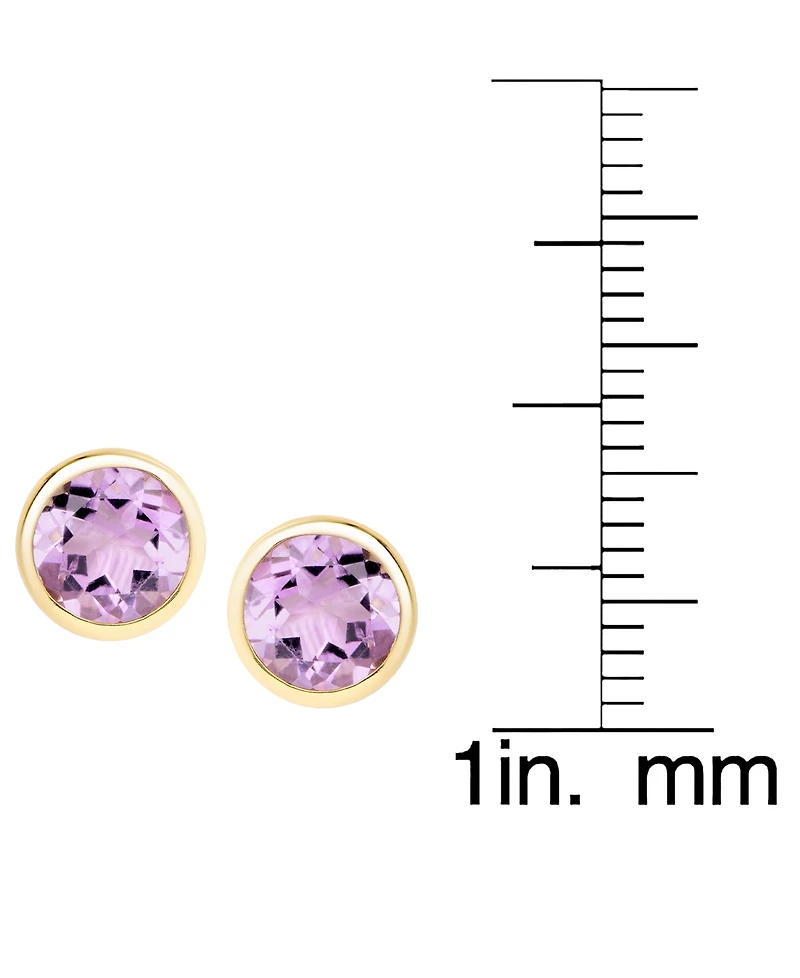 Macy's 2-Piece Amethyst (2.60 ct. t.w.) and Round Bezel Necklace Stud Earrings Set 14k Gold Over Sterling Silver (Also Available Garnet, Blu