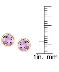 Macy's 2-Piece Amethyst (2.60 ct. t.w.) and Round Bezel Necklace Stud Earrings Set 14k Gold Over Sterling Silver (Also Available Garnet, Blu