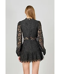 endless rose Women's Laced Cutout Mini Dress
