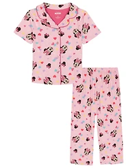 Minnie Mouse Girls' Toddler 2T-4T Printed Top and Pants, 2-Piece Pajama Set
