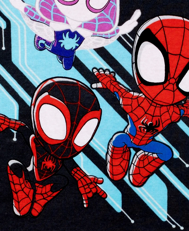 Spider-Man Toddler Boys' 2T-4T Techno Spidey Graphic Tops, Shorts, and Pants, 4-Piece Pajama Set