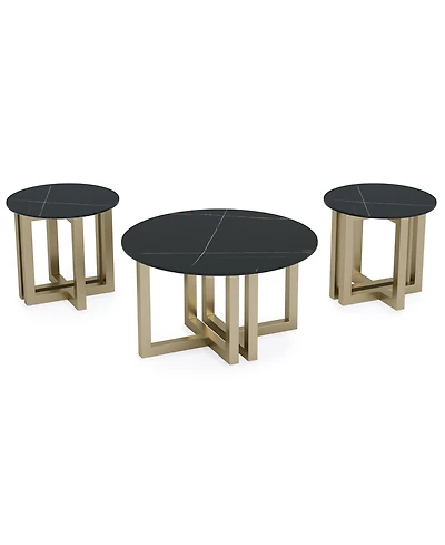 Emila 3-Pc. Round Coffee Table and End Set