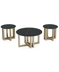 Emila 3-Pc. Round Coffee Table and End Set