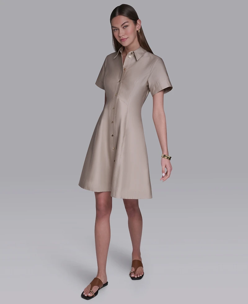 Halston Women's Short-Sleeve Collared Shirt Dress